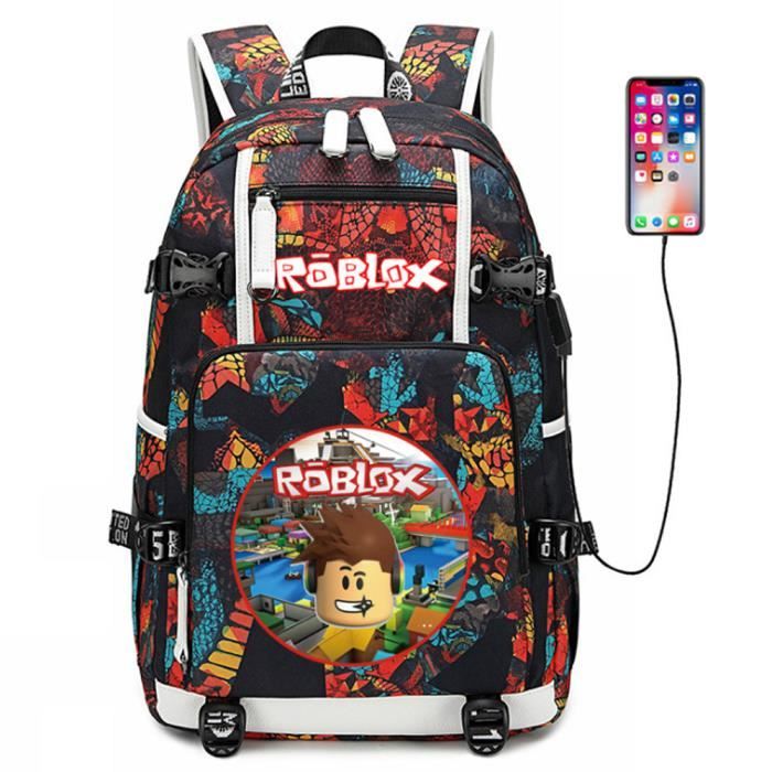 Jeu ROBLOX Sac à dos USB Ordinateur Portable Épaule Sac de voyage Packsack Étudiant Sac D/'école