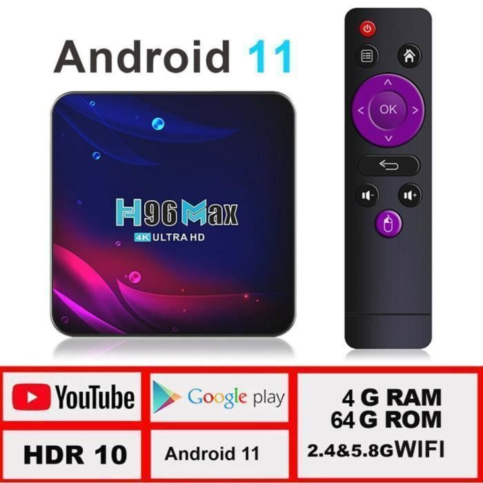 Passerelle Multimédia Android Tv Box 4K Quad Core Wifi Bt Ram 2Go Rom