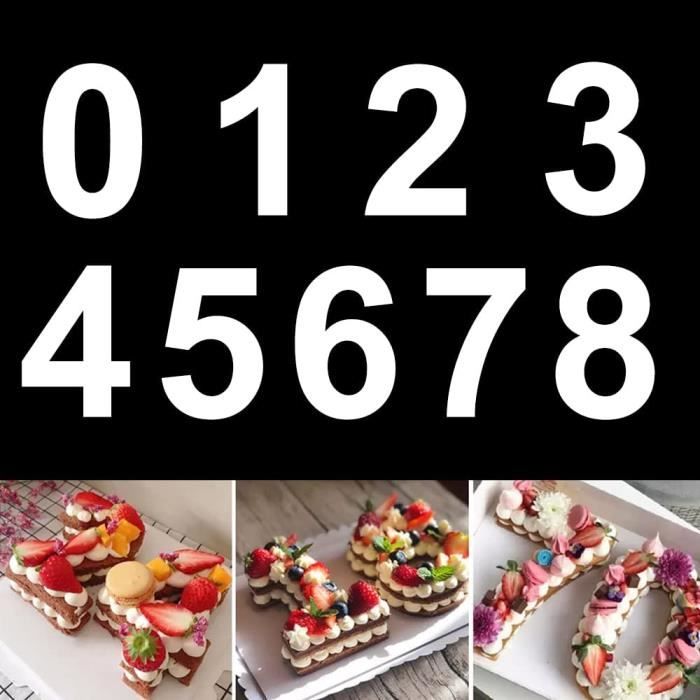 QAQHZW 9 pièces en Acryliques Moule à Cake,Number Cake Moule, Moule Number  Cake, pourla cuisson gâteaux en forme de chiffres 0–9 Moules,pour Crème de  Gâteau de Mariage d'anniversaire Bonbons（12 inch） : 
