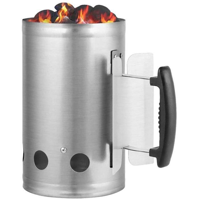 Démarreur De Cheminée Charbon De Bois Avec Poignée Bois - Allume-Feu Rapide Barbecue 27.5x16.5cm