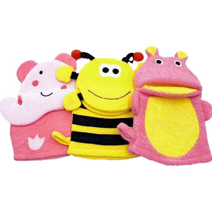 Linge Et Gants De Toilette - Eyands Lot 3 Bébé Petite Éponge – Motifs Animaux Mignons Gants Toilette Enfants Bai