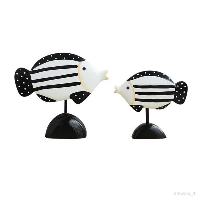 2 Décors Poissons En Bois à Suspendre - 8,5x3,5 Cm, Ornements Pour Noël, Nouvel An, Fêtes Et Déco Murale
