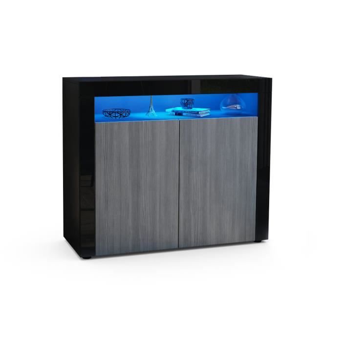 Vladon Vitrine De Cinéma Moderne En Verre - Noir Mat/Noir Haute Brillance - Élégante Pour Objets De Collection (50,5 X 111 X 32,5 Cm)