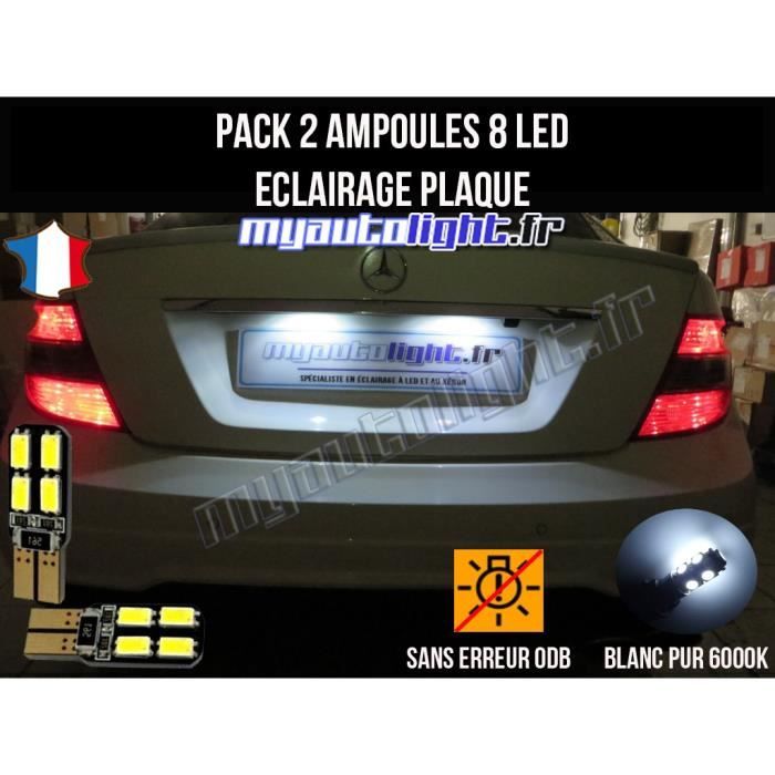 Pack Ampoule LED Plaque d'immatriculation blanc pour Mercedes Classe C W204