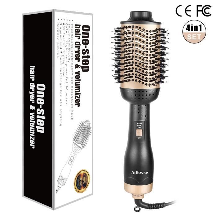 Adkwse Brosse Soufflante 4 En 1 Hair Dryer Brush Brosse Coiffante Brosse Lissante Chauffante Ionique Salon One Step Seche Cheve Cdiscount Electromenager