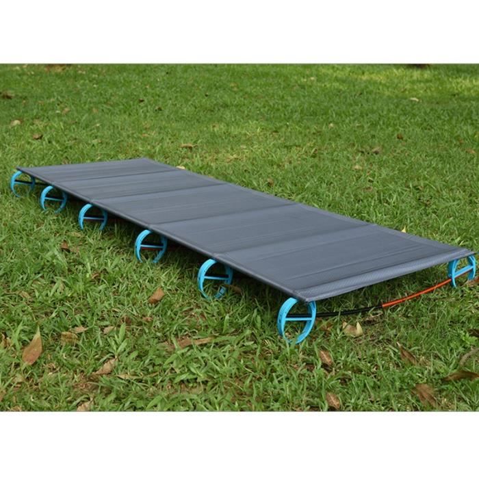 Lit de camping pliable ultra léger et portable avec sac de transport, lit de camping en alliage d'aluminium pour intérieur, bureau, extérieur, voyage, randonnée, chasse, support de 150 kg (noir