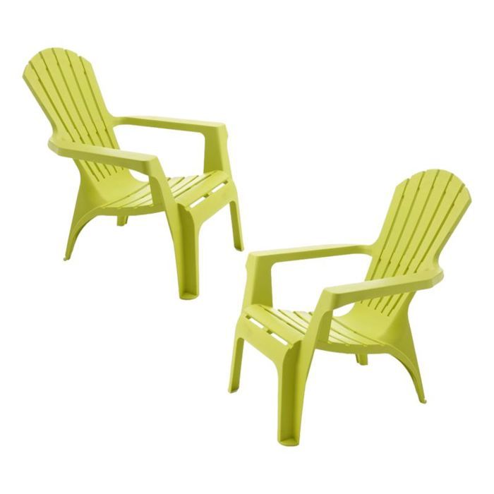 Fauteuil Adirondack résine polypropylène Wilsa Garden - Anis - 2 Fauteuils Adirondack