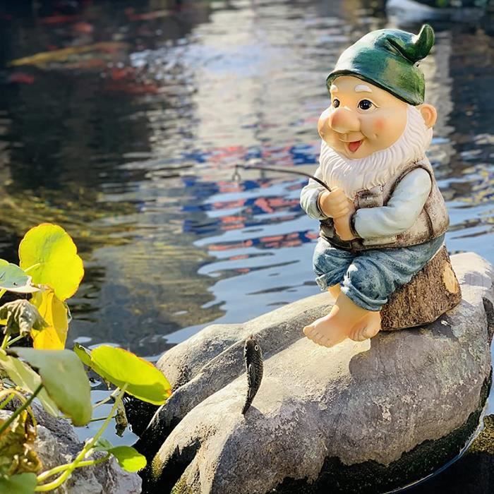 AJWPolyrésine Nain De Jardin Figurine,Pêche GNOME Statue Décor De