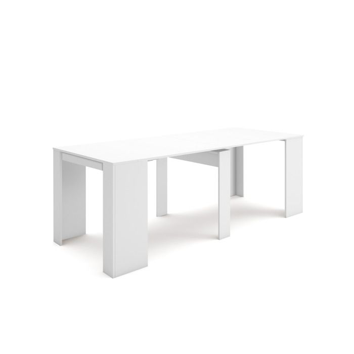 Table console extensible, Console meuble, 220, Pour 10 personnes, Blanc, RF2629