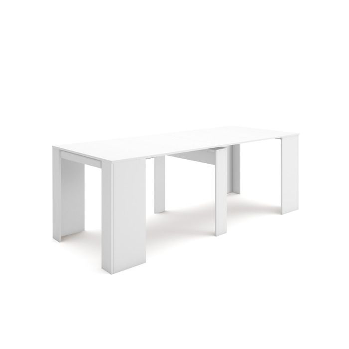 Table console extensible Console meuble 220 Pour 10 personnes 222x90x77 1cm Blanc RF2629