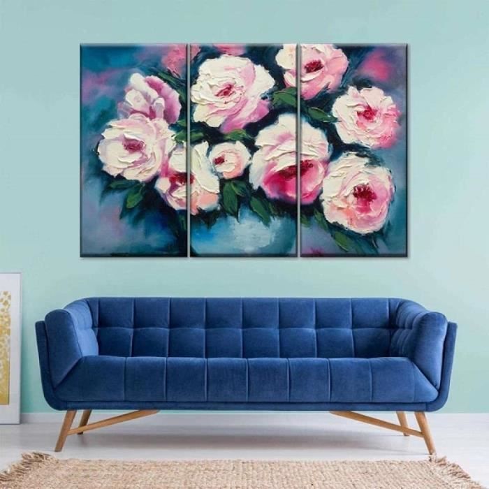 Blue Roses Fleurs Floral Multi Toile Art Mural Imprimé Photo