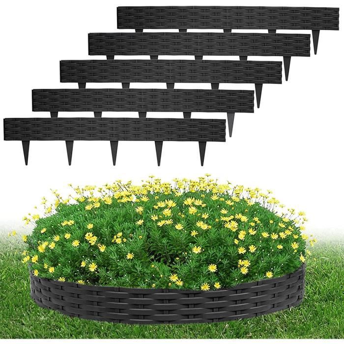 Bordure De Jardin - 10 Pièces Clôture Palissade Effet Pierre Pelouse