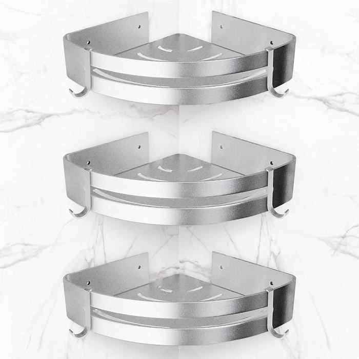 etagères de douche en aluminium - sealantfix - lot de 3 - colle forte - gris