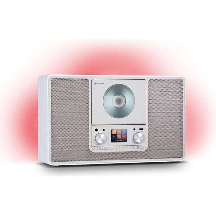 Radio CD - Auna - Scala VCD - Bluetooth Radio DAB+ UKW - Lecteur CD - Réveil électrique - Blanc