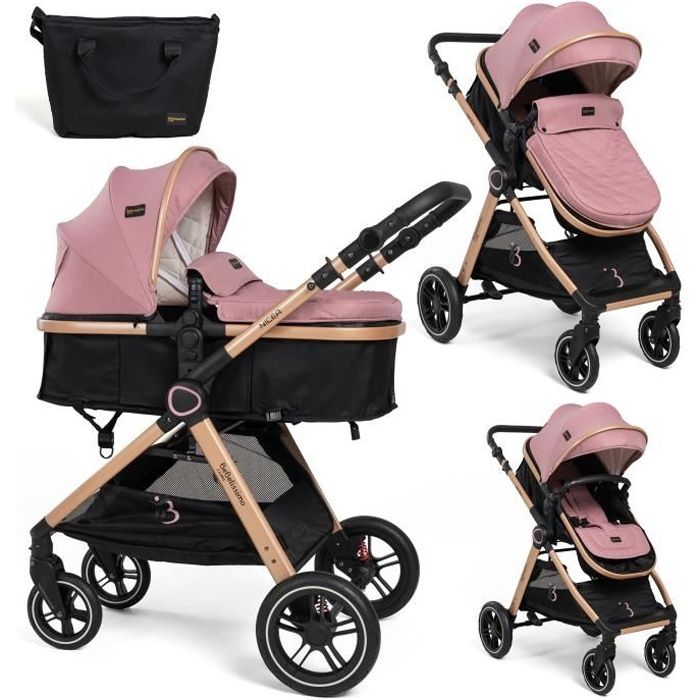 Bebelissimo Poussette transformable combinee convertible 2 en 1 poids 0 22kg Nicea rose Cdiscount Puericulture Eveil bebe