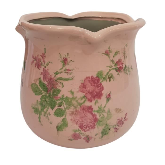 Jardinière ovale en ciment vieilli bleuté L.19 x l.11 x Ht.11cm Chemin de campagne