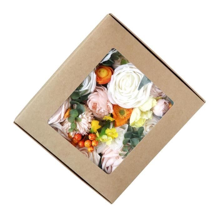 Fleurs Artificielles YALIOURS - Bouquet DIY En Soie Orange, 20 Fleurs + 10 Ornements, Décoration Maison Mariage - 4