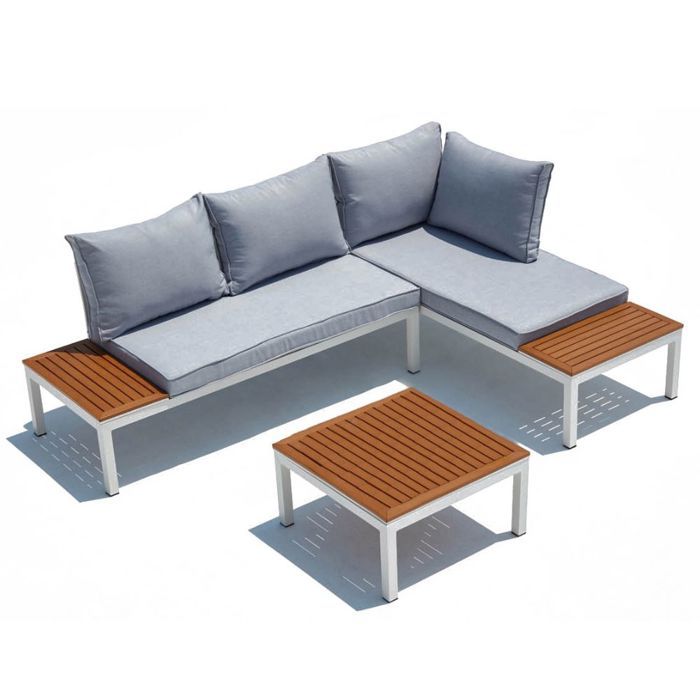 Lolea Salon De Jardin Aluminium Et Acier Blanc Gris Achat