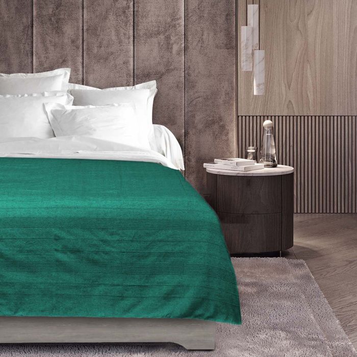 Comparer les prix de Plaid enroulable 180 x 220 cm polycoton Lucile Emeraude