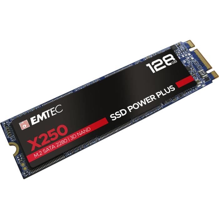 SSD Emtec X250 M.2 128 Go SATA III 3D NAND - EMTEC - ECSSD128GX250 - Antichoc - TRIM - 3D NAND