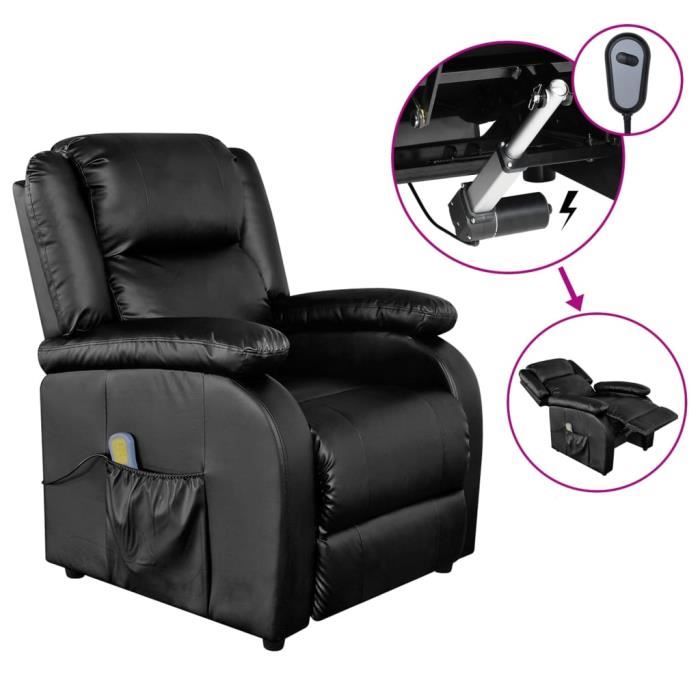 famirosa fauteuil électrique de massage noir similicuir-712