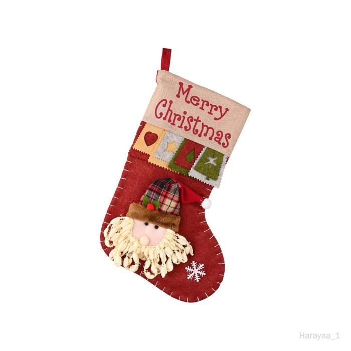 Grande Chaussette De Noël à Suspendre - 48x23 Cm, Velours, Décoration Sapin Ou Cheminée, Couleur Vin - 11