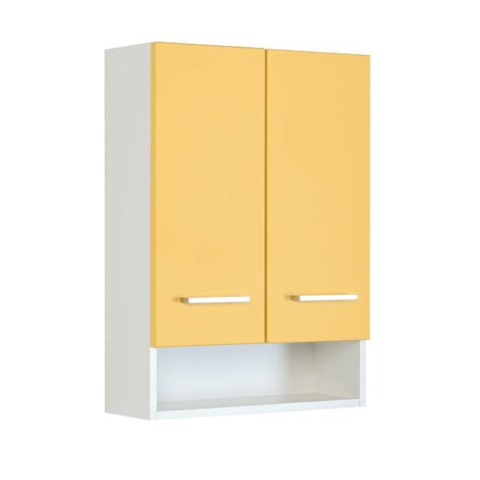 Armoire murale Ricca avec 2 portes en aggloméré mélaminé blanc. Façade