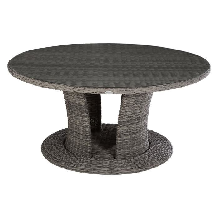 Table De Jardin Resine Tressee Moorea 8 Personnes Gris Terre D