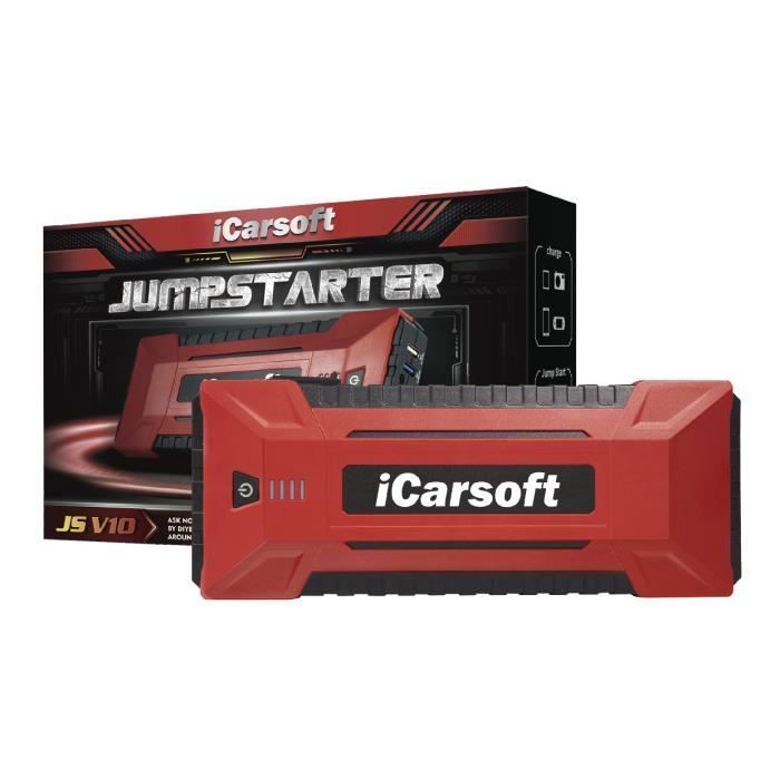iCarsoft Jump Starter V10 | 13000 mAh | 1200A | Démarreur de batterie Auto, Moto, Camions | Booster Batterie de Secours | Démarrage