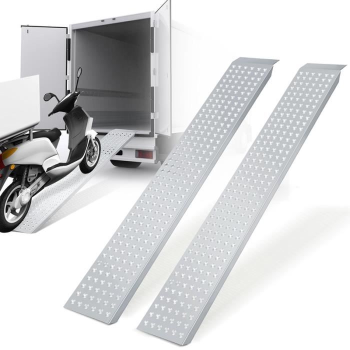 jiubiaz 2x Rampe de chargement Rampe d'accès pliable Moto Voiture galvanisé jusqu'à 400kg