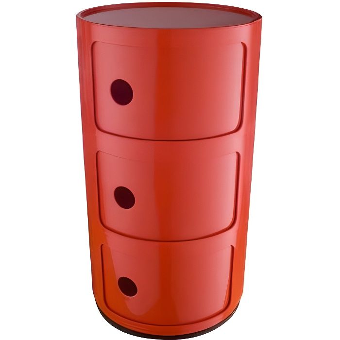 meuble de rangement - kartell - componibili - 3 tiroirs - rouge - contemporain - design - bureau