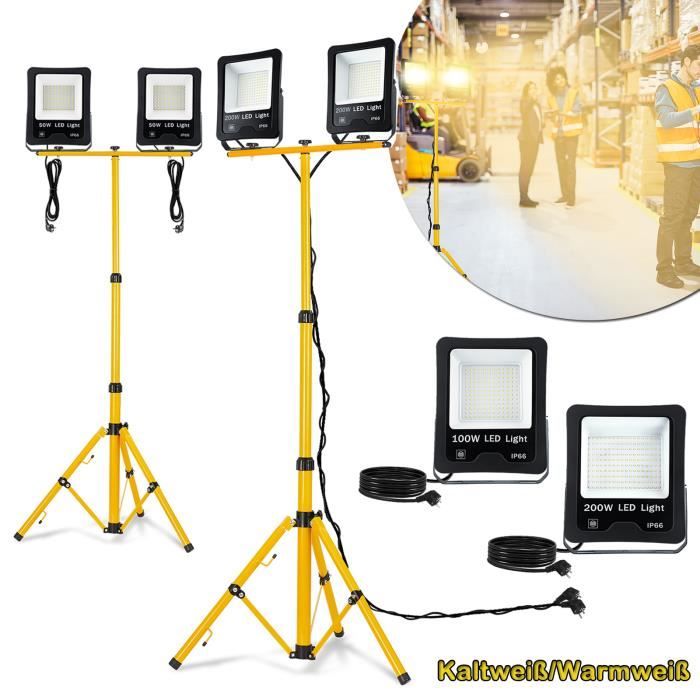 Projecteur de chantier LED télescopique double tête - LILIIN - LILIIN - 2x200W - Trépied télescopique - IP66