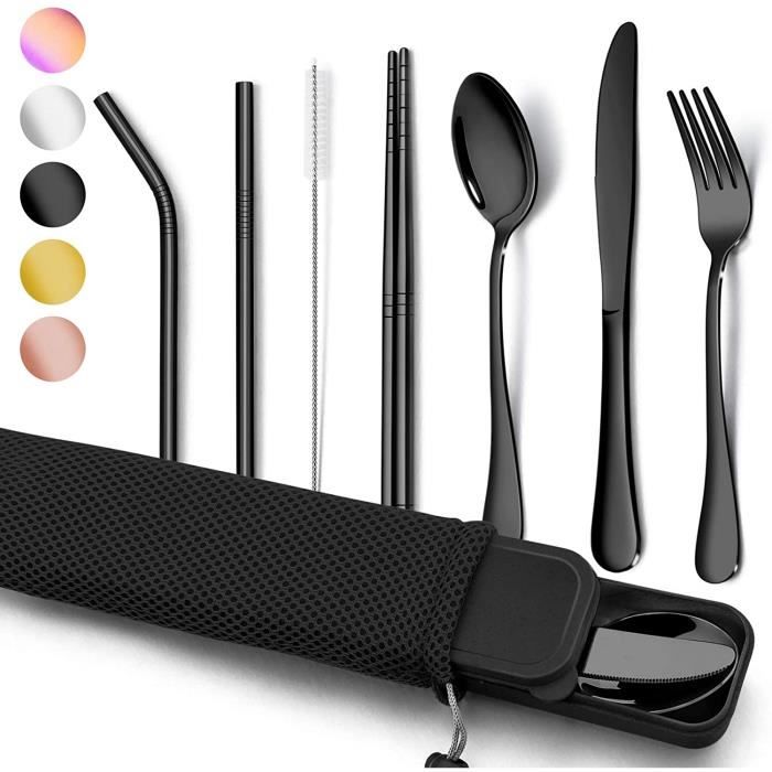 Kit Vaisselle Camping 2 Personnes - Set 10 Pièces En Inox, Léger Et Portable, Avec Sac De Transport - 7