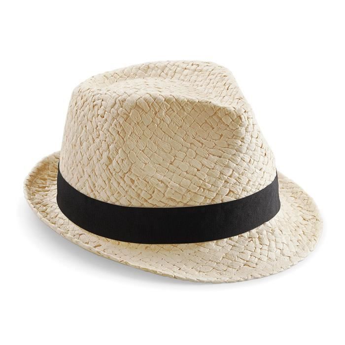 Beechfield - Chapeau trilby en paille - Adulte unisexe Naturel - Prêt-à-Porter