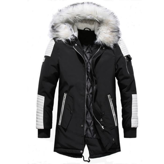 Homme Helvetica Parka Fourrure Snow Noir