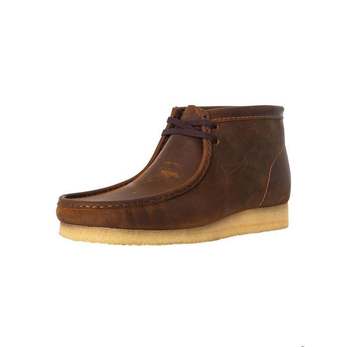 Clarks wallabee best sale cuir marron