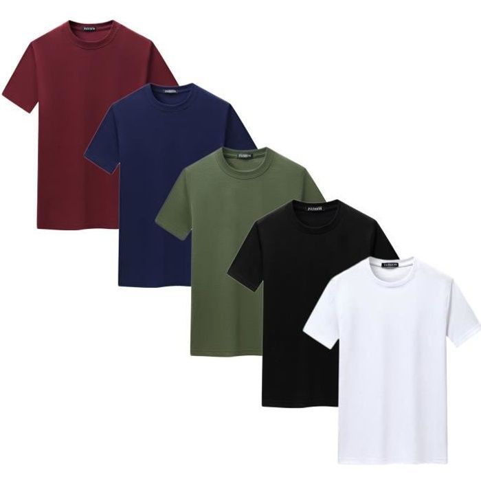 Essentials Homme T-Shirt Col Rond En Coton À Manches Courtes Coupe Ajustée Lot de 2