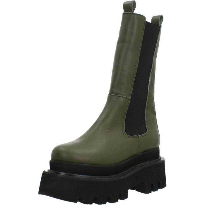Botte Femme YELLOW 107623 Vert A elastique Textile