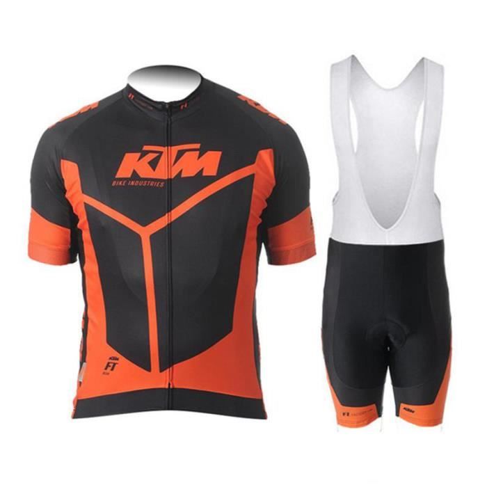 Maillot de Cyclisme Manches Courtes Homme, Cuissard à Bretelle Homme Vélo Selle de Silicone