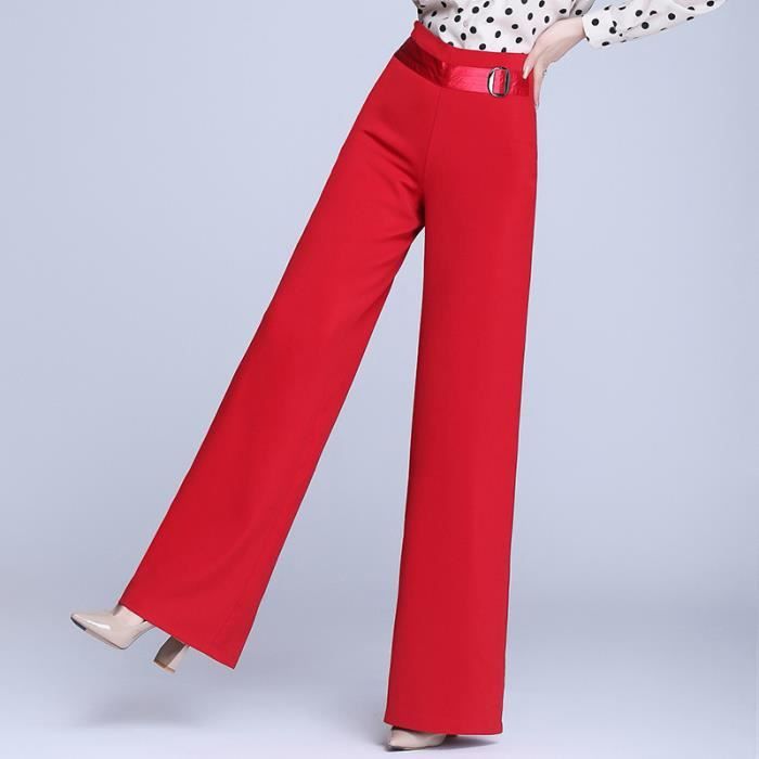 Pantalon rouge hotsell taille haute femme