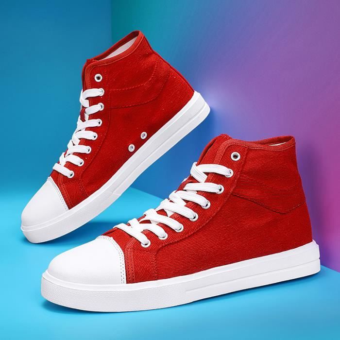 Chaussure Montantes Homme Rouge CANVAS Nouveau Modele Canvas Tissu Caoutchouc Cdiscount Chaussures