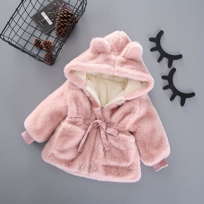 Rose Manteau d hiver et pour bebe fille a capuche vetement chaud et epais pour enfant de 0 a 3 ans Rose Cdiscount Pret a Porter