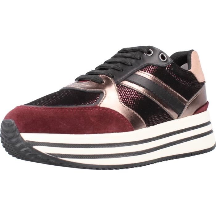 Basket Femme GEOX 125878 Rouge Textile Lacets Rouge Cdiscount Chaussures