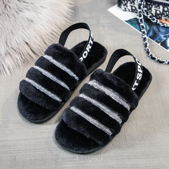 Chaussons Femme à Mémoire De Forme - Doublure Polaire, Semelle Caoutchouc Antidérapante - Pour Intérieur Et Extérieur