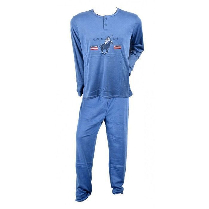 Pyjama Homme Long SWEET SECRET Couleurs C2709 POLO CONFORT BLEU