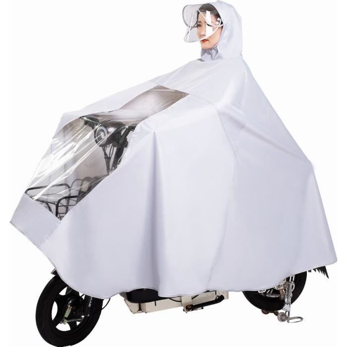 Poncho de pluie grande taille Tissu Oxford épais homme et femme avec bord et visière vélo électrique, moto couverture sans miroir