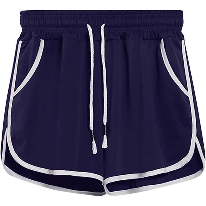 Gyabnw Short Sport Femme En Coton - Bas De Survêtement Court Rayé Avec Poches Pour Running Et Fitness
