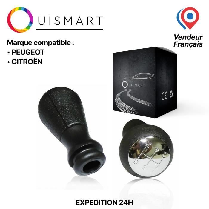 Pommeau Levier De Vitesse 5 Vitesses - Pour Peugeot 106 107 205 206 306 307 308 / Citroën Saxo C1 C2 C4 - Noir Chromé