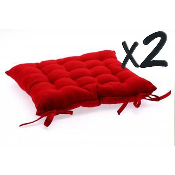 Lot de 2 Coussins de chaise en coton rouge 38 ... Lot de 2 Coussins de chaise en coton rouge 38 ...