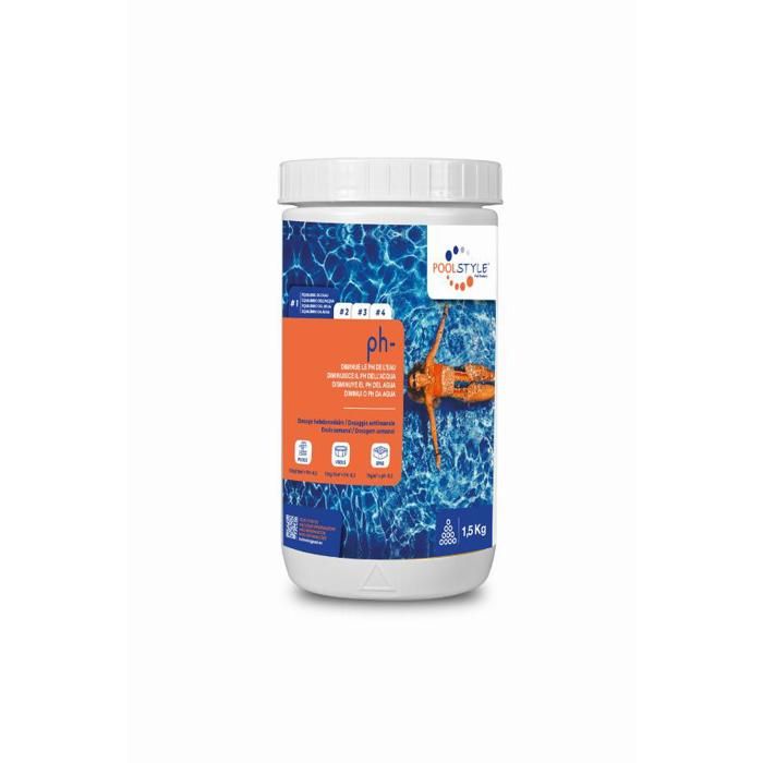 Granulés PH Moins Light 10 Kg - Stabilisez Le PH De Votre Piscine Pour Une Eau Cristalline Et Douce - Compatible Chlore, Brome Et Sel - 10